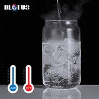 1 Pack 16oz Verre à bière en forme de canette avec couvercle en bambou et paille pour sublimation, pour whisky, café glacé, mojito, soda