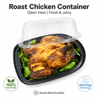 Conteneur alimentaire jetable en PP noir de qualité alimentaire, empilable, pour poulet rôti, emballage personnalisé pour vente en gros