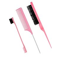 Ensemble de 3 peignes à cheveux en plastique avec queue pointue, brosse à sourcils double tête et outil de boucle pour tresses pour le coiffage