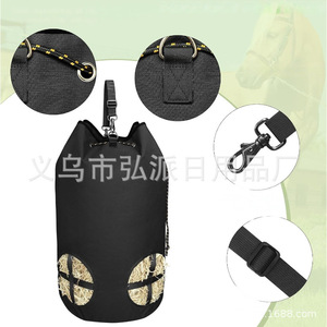 Bolsa para Heno para Caballos, 70x40 cm, Tela Oxford Negra, Ecológica, con Diseño Perforado - Product Image 4