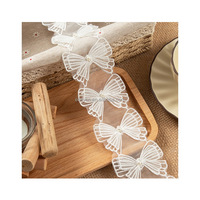 Dentelle en organza de polyester blanc français, tissu à broder, maille, broderie, perles de papillon pour la couture, dentelle guipure décorative, textile