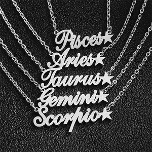 MARONEW nome personalizzato 12 gioielli con stella oroscopo in acciaio inossidabile placcato oro 18 carati segno zodiacale collare per collana a catena cubana - Product Image 5
