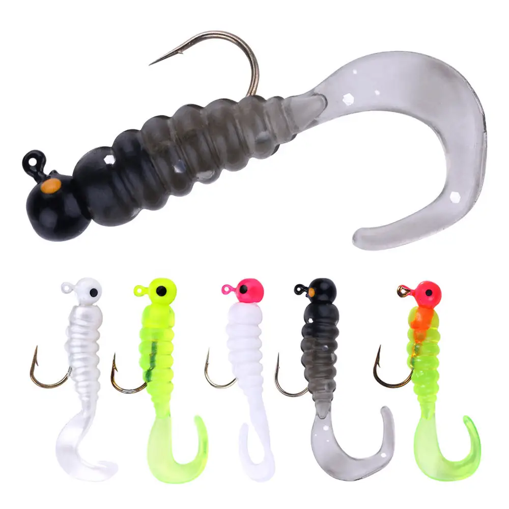 Tasche mit 7 Rigged Soft Plastic Angel köder Tackle Hooks Bream Bass Lures