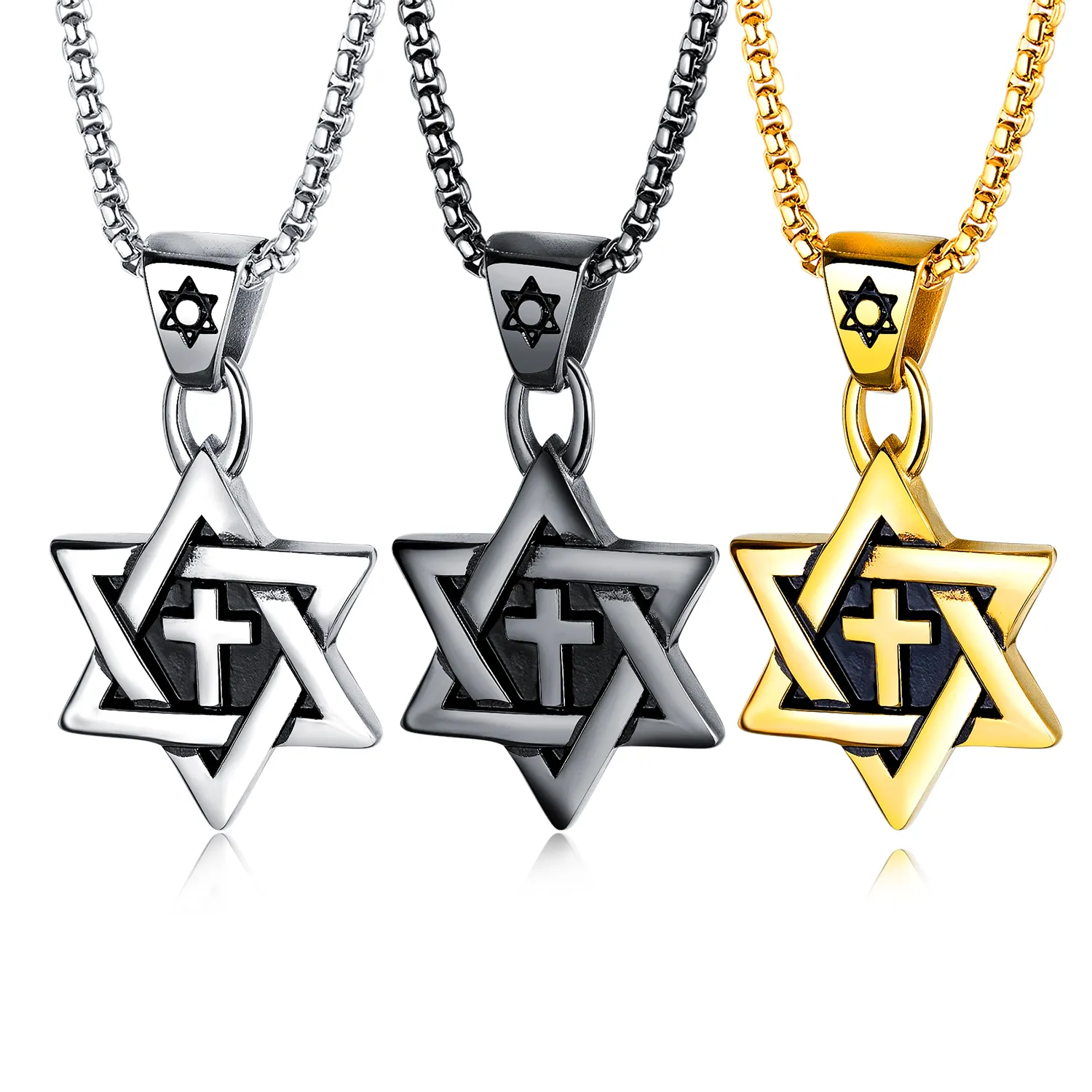 Korean version Personality Design Fashion Religious Jewish Jewelry Men Star Of David Pendant Necklace