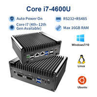 Mini PC Industrial Sin Ventilador Intel Core I7-4600U, Mini PC Potente con Linux/Windows 7/10, DDR3L, SSD+HDD, RS232/485, TCP, Multifunción