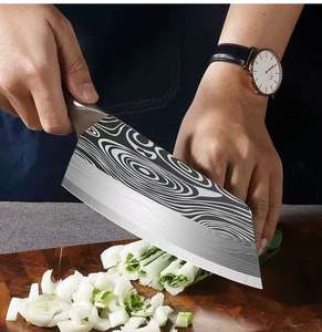 उच्च ग्रेड 3Cr13 स्टेनलेस स्टील रसोई चाकू सेट हस्तनिर्मित जाली ब्लेड चीनी शेफ सब्जी सफाई और बोरिंग लकड़ी चाकू - Product Image 3