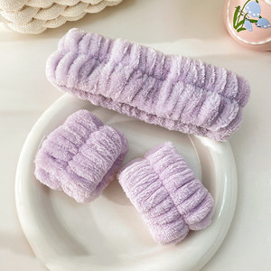 للبيع بالجملة فلانيل طقم معصم منشفة للوجه للعناية بالبشرة سبا مكياج عقال للوجه للنساء - Product Image 2