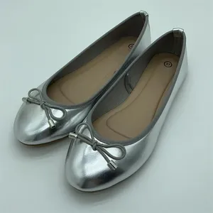 Eleganti <span class=keywords><strong>Ballerine</strong></span> da <span class=keywords><strong>Donna</strong></span> con Fiocco in Oro e <span class=keywords><strong>Argento</strong></span>, Comode Scarpe Slip-On con Tomaia in PU - Product Image 5