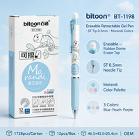 Pulpen Gel 0.5mm Dapat Dihapus Pegangan Anti-Selip Biru Hitam Logo Kustom Grosir Alat Tulis Kantor Sekolah Tulisan Halus Grosir