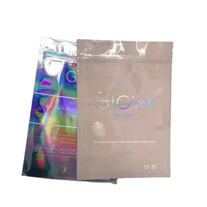 Sac d'emballage holographique refermable Sachet zip-lock avec 3 joints latéraux imprimés en couleurs personnalisés SAC