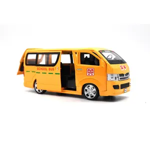 Vendita calda tirare indietro suono leggero in lega scuolabus veicolo giocattolo auto giocattolo in metallo per bambini