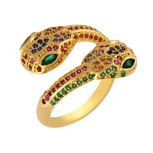 Groothandel Micro Pave Rainbow Cz Zirconia Snake Kostuum Sieraden Mode Ringen