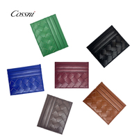 Porte-cartes minimaliste en cuir PU Cossni à motif tressé, protection RFID, étui élégant pour cartes de crédit, plusieurs emplacements pour cartes d'identité