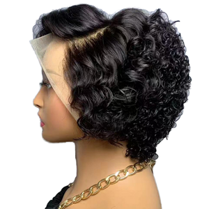 Cabello Brasileño Corto Rizado para Base de Encaje, 180% de Densidad, Remy, 8 Pulgadas, Ondulado Profundo Suelto, Jerry Curl - Product Image 1