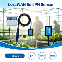 Capteur de pH du sol IP68 LoRaWAN, testeur de sol sans fil 3-en-1 adapté aux serres et aux cultures de champ