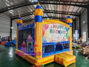 Castillo Arcoíris, Casa Inflable de Cumpleaños con Globos y Diseño de Pastel para Alquiler en Fiestas Infantiles - Product Image 2
