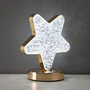 Lámpara de Mesa LED de Cristal con Forma de Estrella, Luz Nocturna, Regalo Romántico para Dormitorio, Decoración de Mesa de Noche, Funciona con Batería - Product Image 4