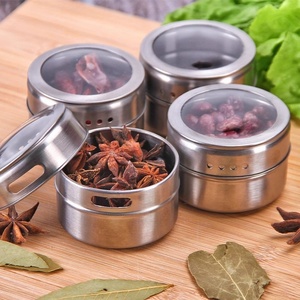 Direct Factory Sale-Stainless Steel Magnetic Seasoning Jar Lid Wall-Hanging Multifunctional Non-Perforated Condiment Storage <b>Box</b> - Product Image 3
