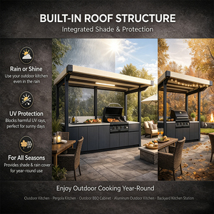 Set de Cocina para Exterior de Diseño Compacto - Parrilla de <span class=keywords><strong>Gas</strong></span> de 48" con Cajón Refrigerador, Estante Plegable y Abridor de Botellas, para Espacios Pequeños - Product Image 4