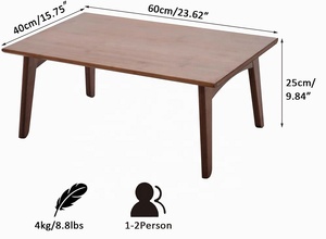 Bamboo Low Tea <strong>Table</strong>- Foldable Floor Desk No Assembly Required for Tea Room - Product Image 4