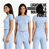 Ensemble de pyjamas en polyester tricoté imprimé respirant, Nouvelle collection Printemps-Été 2026, Manches courtes pour femme, Europe et États-Unis