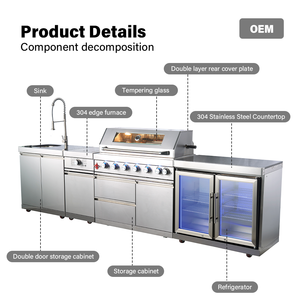 Cuisine extérieure modulaire sur mesure, design personnalisé, <span class=keywords><strong>barbecue</strong></span>, évier, grill et réfrigérateur, cuisine extérieure économique - Product Image 5