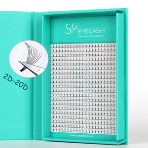 स्पून आईश अल्ट्रा ब्लैक फैन पलक 3 डी 4 डी 5 डी 6 डी 10 डी 12 डी 20 के छोटे स्टेम प्रीमेड वॉल्यूम प्रशंसकों अद्वितीय फ्लैश एक्सटेंशन - Product Image 2