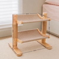 Arbre à chat minimaliste multi-niveaux en bois massif avec poteaux à gratter en corde de sisal et deux plateformes suspendues pour grands chats, vente en gros, OEM