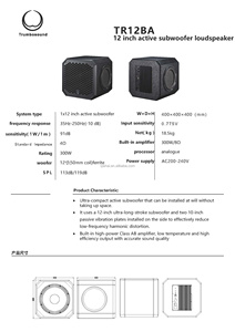 Subwoofers Activos de <span class=keywords><strong>12</strong></span> <span class=keywords><strong>Pulgadas</strong></span> con Módulo Amplificador, Altavoz Woofer Estéreo de 300W RMS 35Hz para Club Karaoke KTV, Se Puede Agregar Logo, TR12BA - Product Image 6