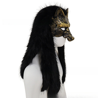 Masque de loup viking en fausse fourrure, coiffe de loup-garou barbare, masques de fête pour Halloween, cosplay, mascarade, masque effrayant de carnaval