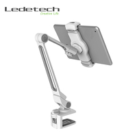 Support de bureau à pince en plastique et métal réglable pour téléphone portable et tablette, compatible iPad