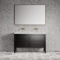 Meubles de salle de bain de luxe avec panneaux en bois à fermeture douce, laqués haut de gamme, armoires de salle de bain sur pied