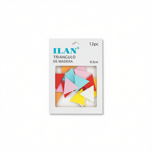 Triangles en bois Ilan 4,0 cm x 0,3 cm, 12 pièces, formes artisanales multicolores - Product Image 1