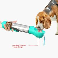 Bouteille d'eau de voyage 4 en 1 pour chien avec support à crottes et sacs à crottes Mangeoire portable pour chien chat marche voyage