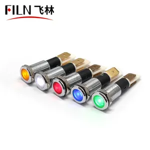 FILN 10mm 빨간색 노란색 파란색 녹색 흰색 금속 파일럿 램프 표시 등 신호등 led 표시 등 220 v 12 v 24 v 110 v