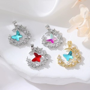Ciondoli a forma di farfalla blu e rossa con zirconi, accessori fai da te per collane, componenti per la creazione di gioielli personalizzati fatti a mano - Product Image 1