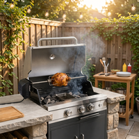 Gewerblicher Schwarzbeschichteter BBQ-Spießmotor mit Vierkant-Antriebsanschluss und Gleitklemme – AC-Rotisserie-Set vom Hersteller