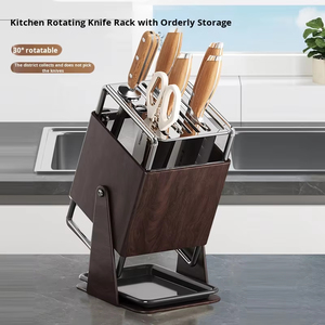 Porte-couteaux multifonctionnel en acier inoxydable avec angle réglable pour l'organisation de la cuisine, supports de rangement pour couteaux - Product Image 1