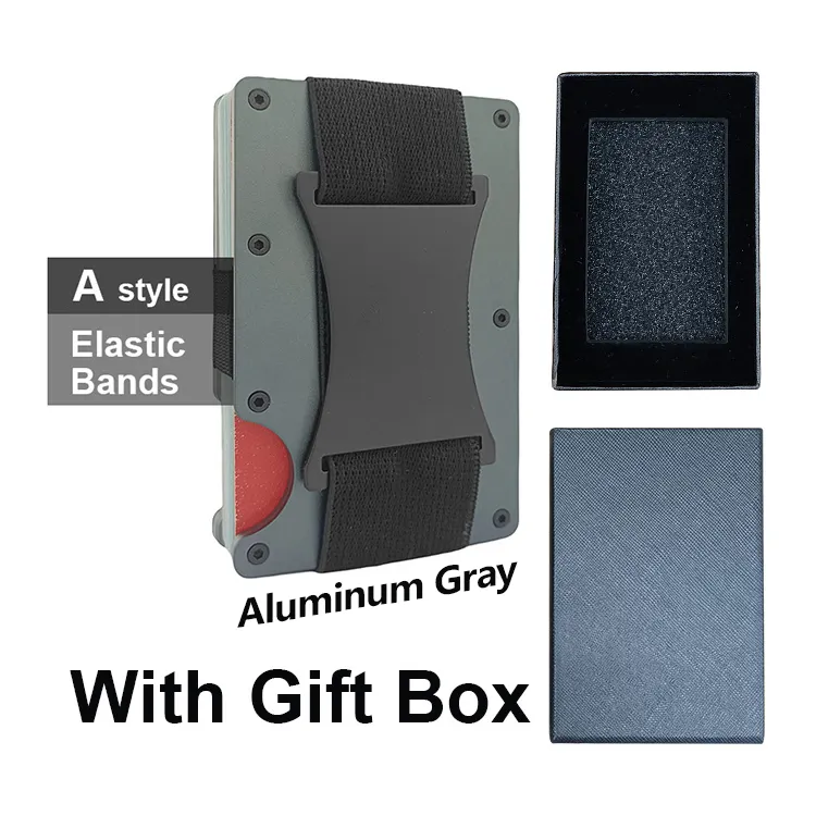 Dompet logam minimalis untuk pria, dompet logam minimalis ramping aluminium, klip uang, pemegang kartu serat karbon, pemblokiran RFID