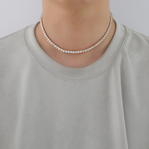 Collana Tennis da <span class=keywords><strong>Uomo</strong></span> Hip-Hop con Zirconi Cubici Micro-Pavé in Rame Dorato, Modello 4x4 mm, Regalo per <span class=keywords><strong>Uomo</strong></span> - Product Image 5