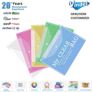 Pochette de rangement A4 transparente, dossier simple, organiseur de papeterie, en PVC, pour documents scolaires, avec bouton pression - Product Image 1