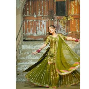 Collection Mehndi Garara en Chiffon 3 pièces non cousues / cousues - Product Image 6