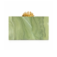 GZTRIPLEA Pochette de Soirée de Luxe Faite à la Main en Acrylique Doré Motif Floral, Sac à Main Personnalisé pour Femme avec Chaîne Bandoulière