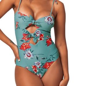Maillot de bain une pièce personnalisé pour femme, avec liens latéraux ajustables, en Spandex/Polyester, séchage rapide, bretelles en V, soutien-gorge push-up, maillot de bain sexy - Product Image 2