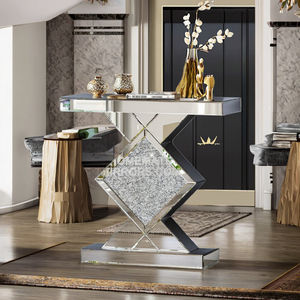 Table console contemporaine en verre miroir avec diamants écrasés pour salon et villa - Product Image 2