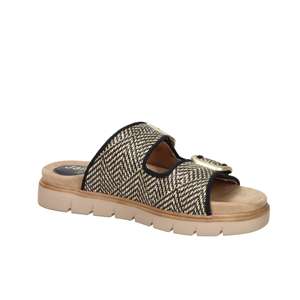 Sandales plates pour femmes Jana, noir beige, talon de 2,5 cm, taille 41, style confortable à enfiler - Product Image 2