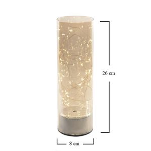 Lampada Cilindrica in Vetro 8x15 Cm Luce Calda Micro LED Decorazioni Natalizie - Product Image 2