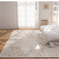 Tapis de luxe imperméable réversible, adapté aux animaux domestiques, antimicrobien, personnalisable, fabriqué à la machine, avec envers en jute, poils moyens, motif abstrait crème