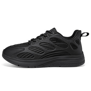 Sneakers Chunky Dad pour Hommes, Toutes Noires, Respirantes, en Maille, à Lacets, Plateforme, Chaussures de Course, Antidérapantes, Chaussures de Sport Casual - Product Image 5