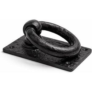 Cast Iron <b>Door</b> Knocker 5 X 3 Inch Antique Black <b>Rustic</b> Ring Traditional Decorative Front <b>Door</b> Hardware - Product Image 1